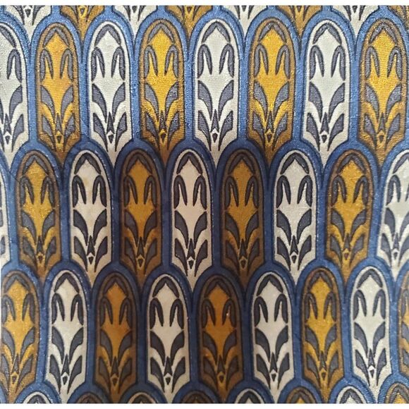 BACI Italy Necktie 100% Silk Feather Medallion Print Taupe/Gold/Steel Blue Tie - Picture 7 of 12